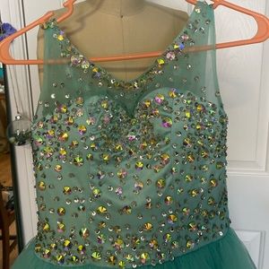 Aqua pageant dress with rhinestones. Worn twice.